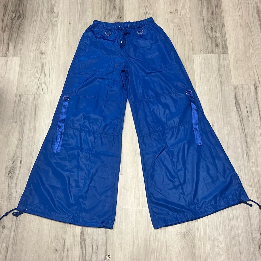 NWOT Current Mood x Dolls Kill electric blue rave pants sz XS lightweight - Picture 3 of 14
